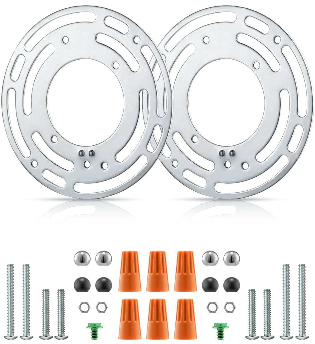 QC 2 Pack Universal Light Fixture Mounting Bracket, 4 Inches Diameter Steel Crossbar Plate with Ground Screw for Mount Wall Light, Close to Ceiling