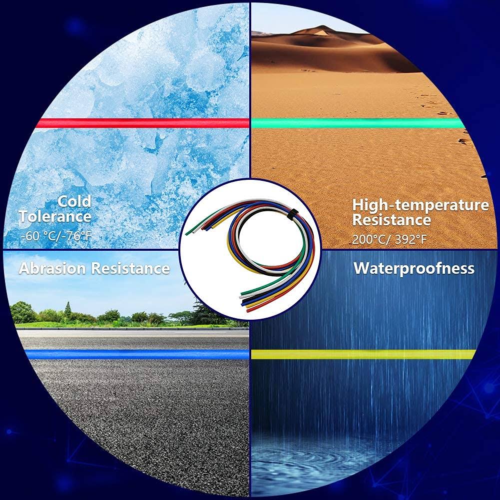 18AWG Stranded Wire Electrical Wire Cables Hook Up Wire Kit 6 Colors 5ft Each 18 Gauge Silicone Wire from Fermerry