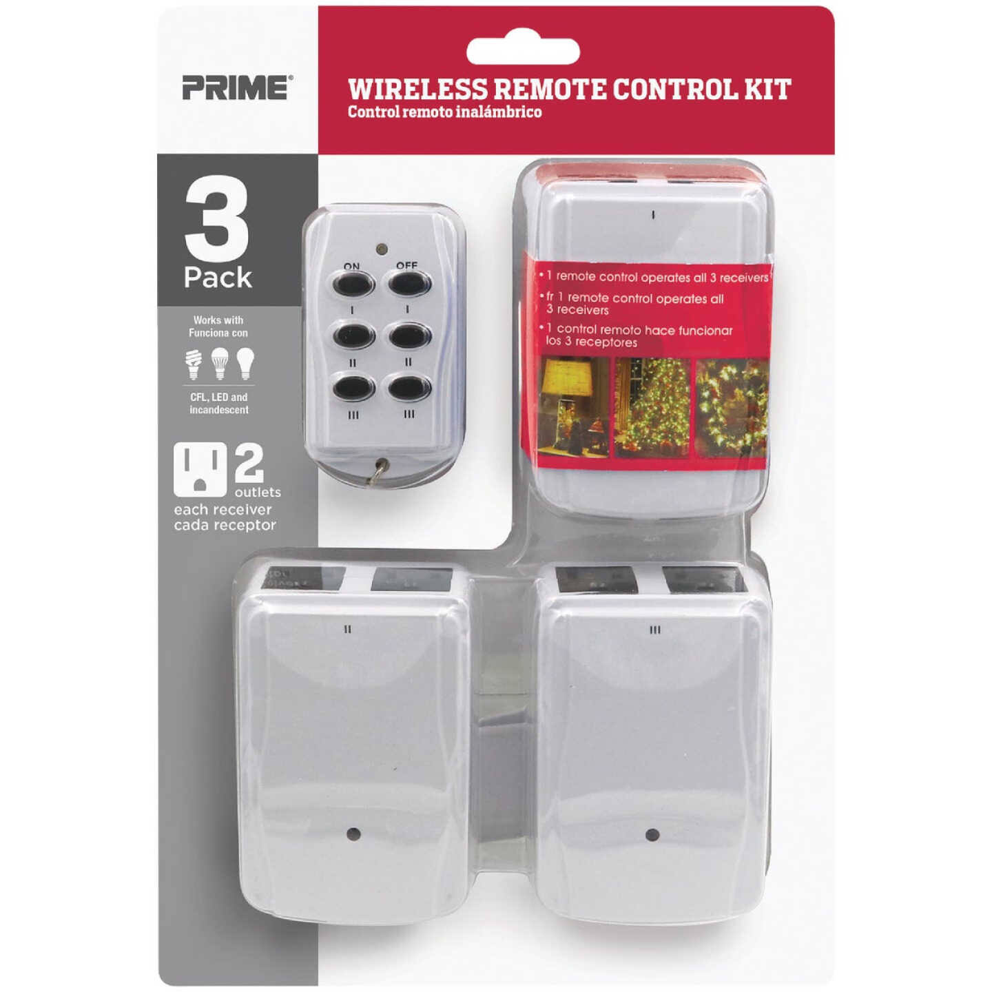 Prime Indoor Wireless Remote with Grounded Outlets White