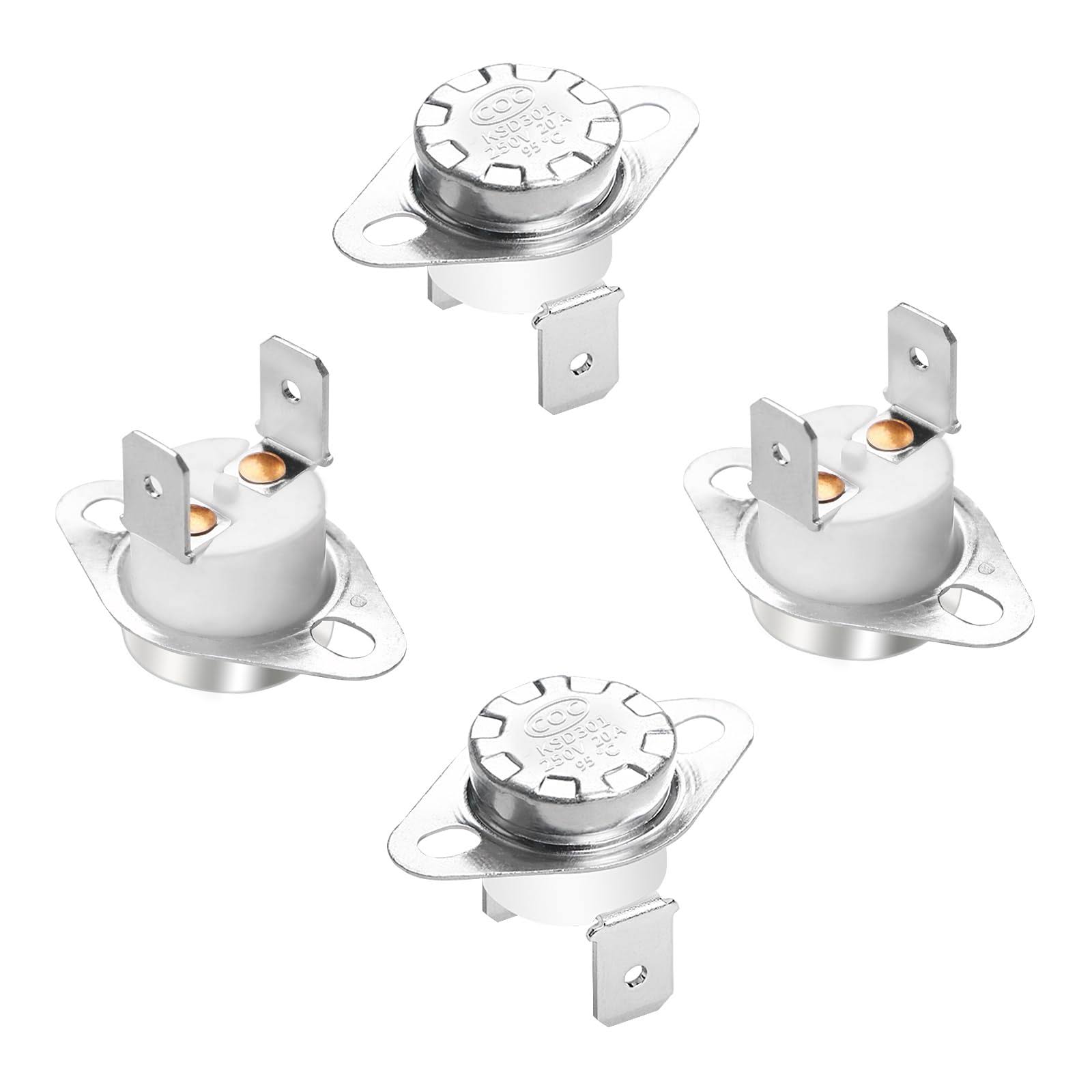 Aopin Thermal Control Switch KSD301 Normally Closed NC 95 Degrees 250V High Current 20A Thermostat Temperature Switch 4pcs