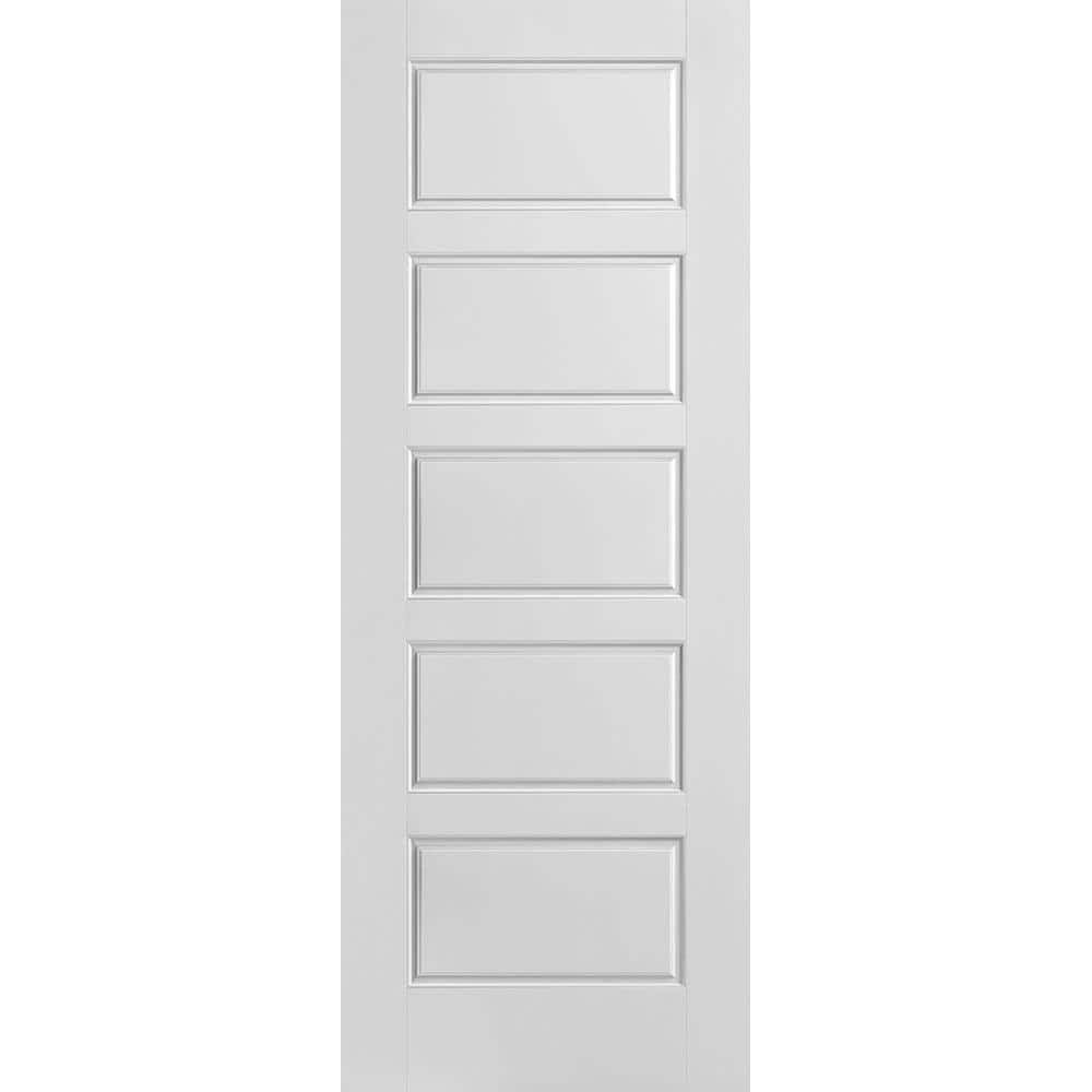 Masonite 30 in. x 80 in. Riverside Smooth 5-Panel Equal Hollow Core Primed Composite Interior Door Slab 10737