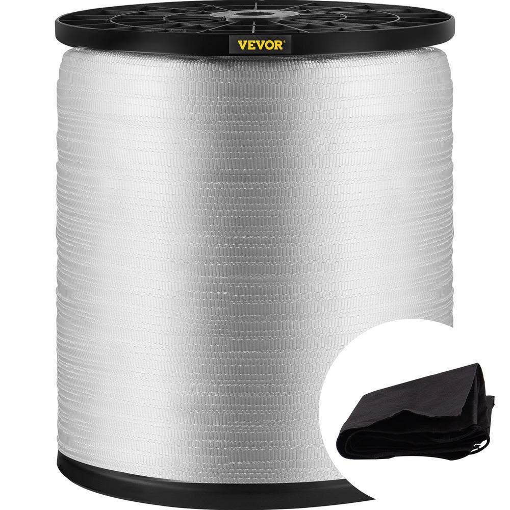 VEVOR 108 ft. x 5/8 in. 1800 lbs. Polyester Pull Tape Flat Tape for Pulling Loading-Packing in Any Weather, White