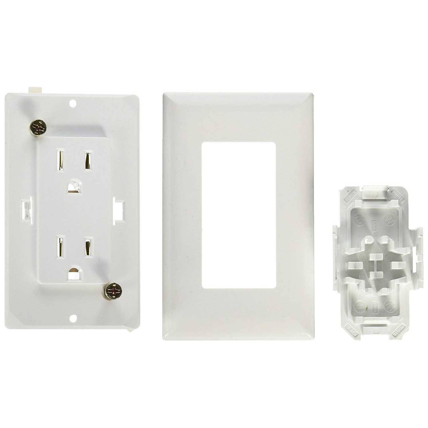 RV Designer S811 Self Contained Dual Outlet with Cover Plate White