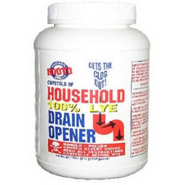 Rooto 1030 1 lb Container of No. 4 100% Lye Crystal Household Drain Opener- Quantity of 12