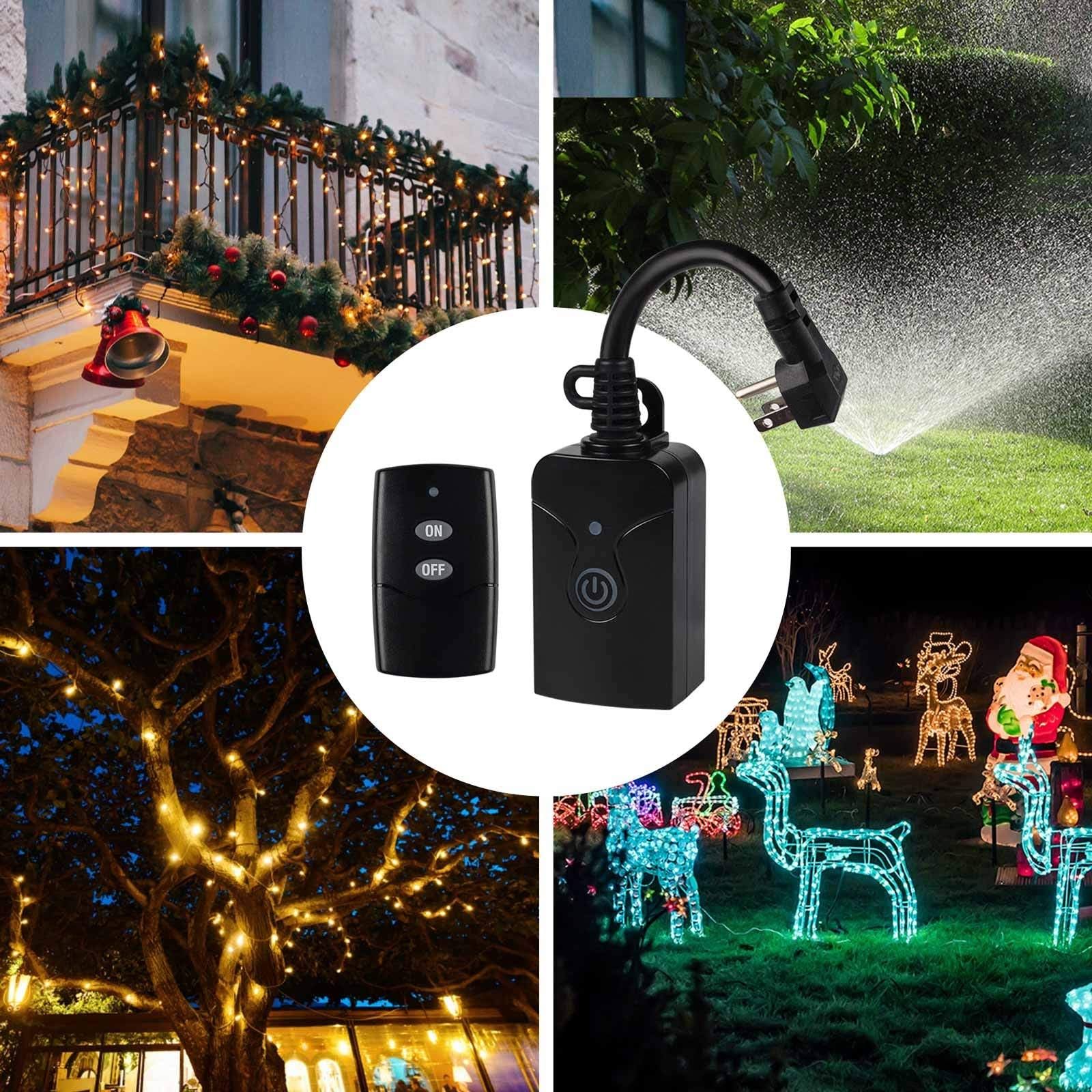 HBN Outdoor Indoor Wireless Remote Control 3-Prong Outlet Weatherproof