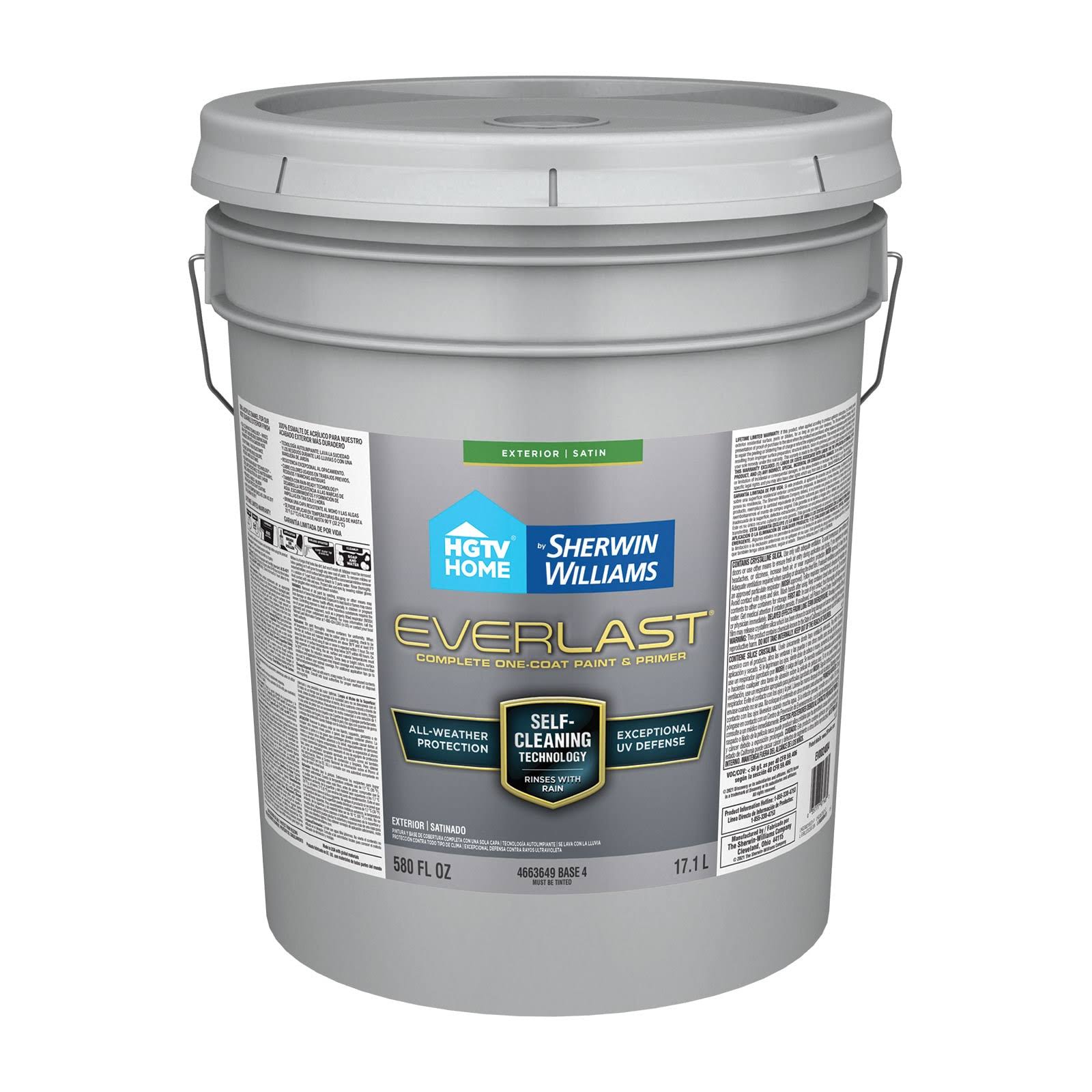 HGTV Home by Sherwin-Williams Everlast Self-Cleaning Technology Satin Base 4 Paint- 5 Gal