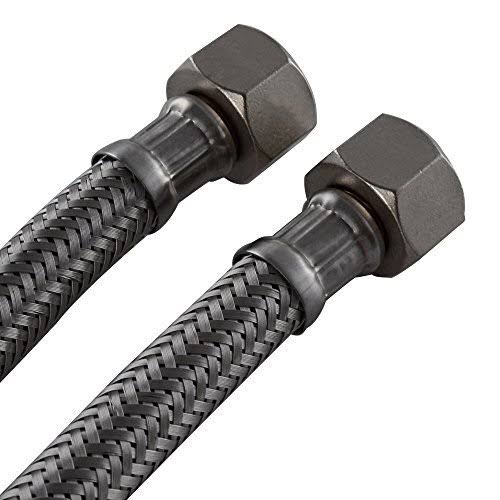 Homevacious 16-inch Long Bathroom Kitchen Faucet Connector Braided Supply Hose 3/8-Inch Female Compression Stainless Steel Sink Faucet Connection