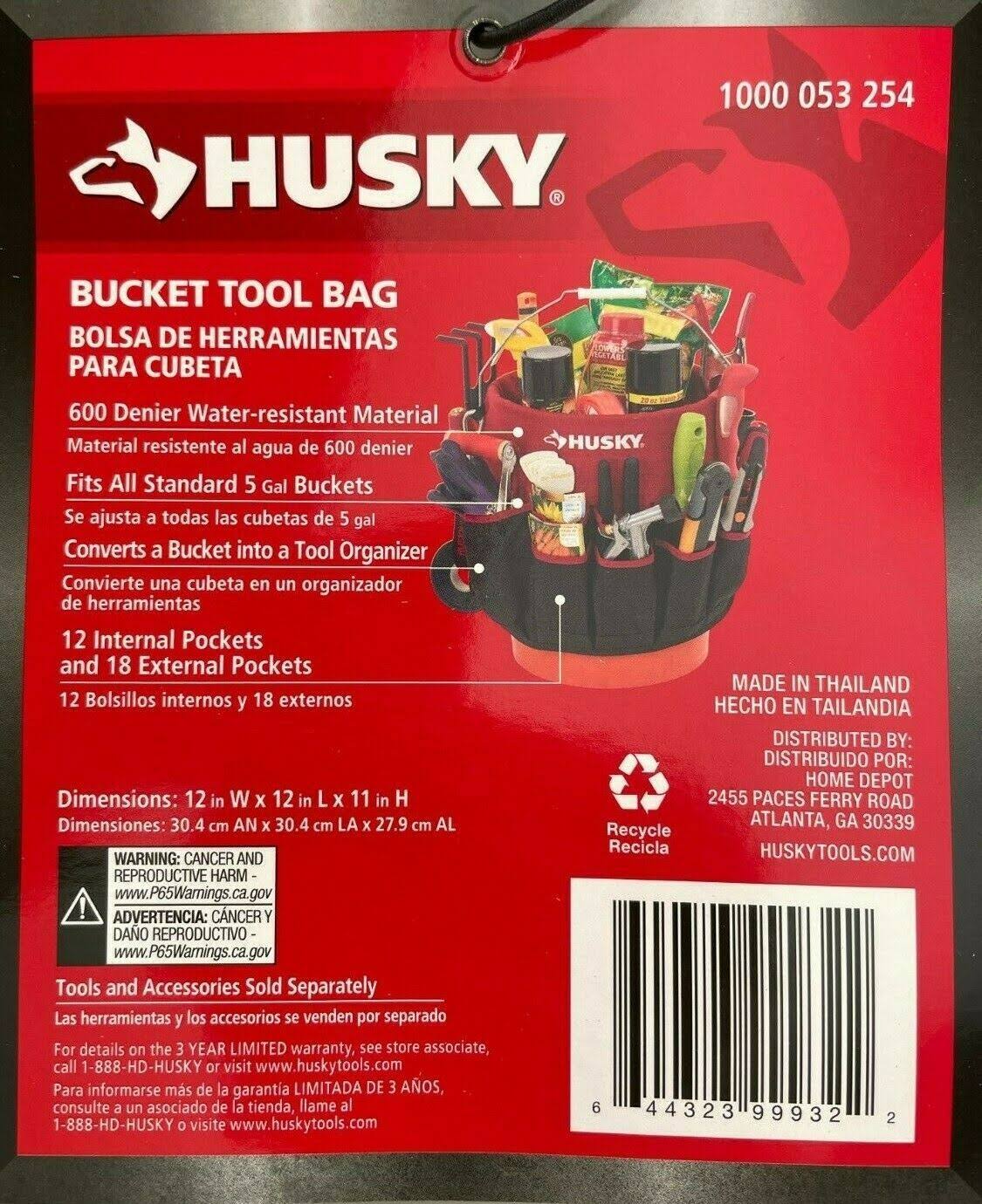 Husky- HD10030- 12 in. 30 Pocket Heavy Duty 5 Gallon Bucket Storage Tool Bag