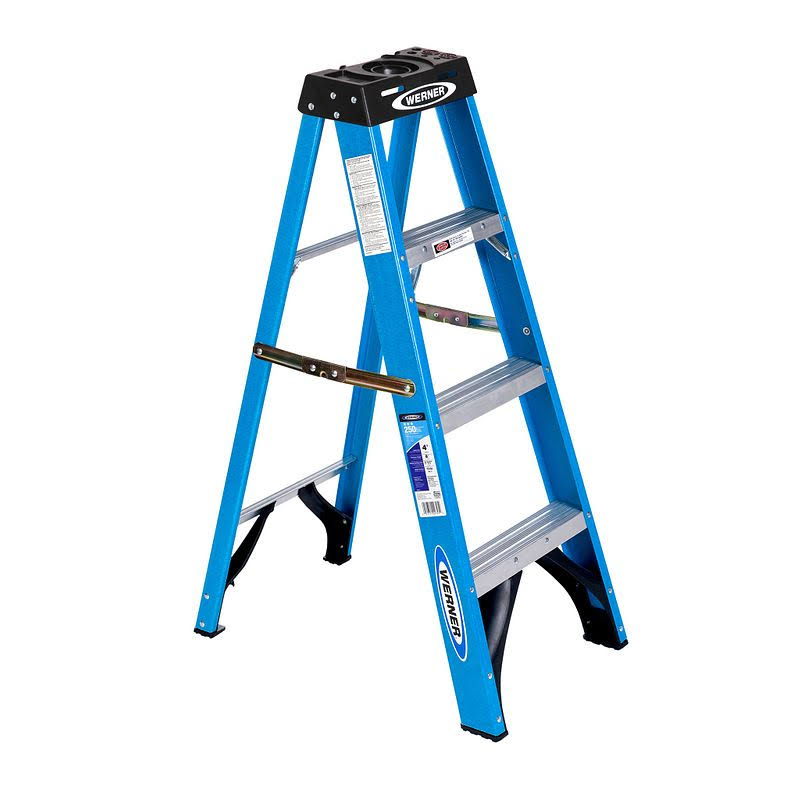 Werner 4 ft. Fiberglass Step Ladder, 250 lbs. Load Capacity Type I Duty Rating