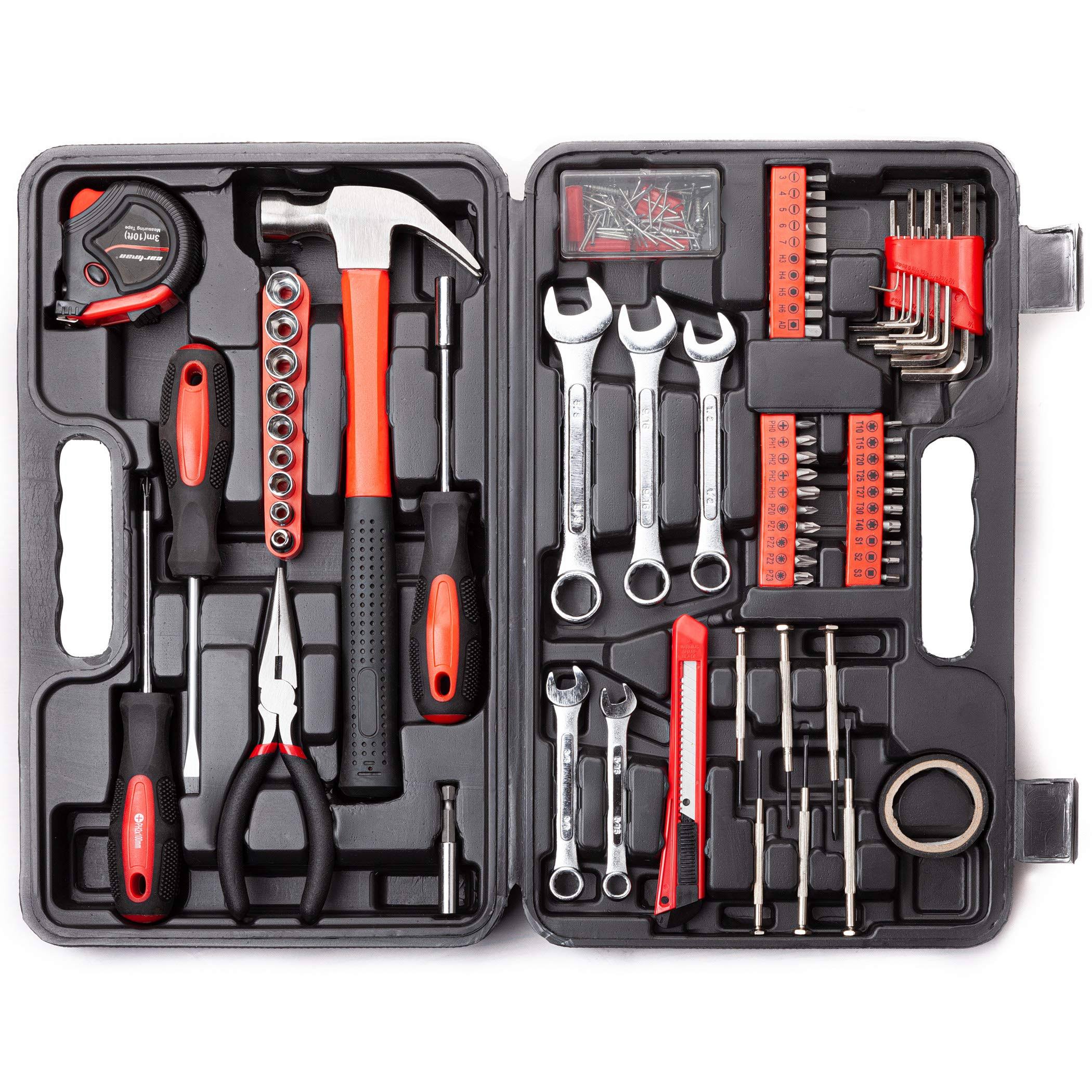 Cartman 148-Piece Tool Set- General Household Hand Tool Kit with Plastic Toolbox Case