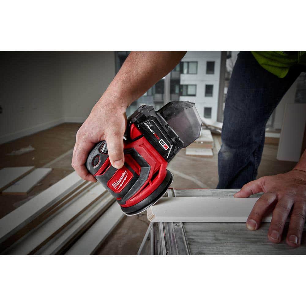 Milwaukee 2648-20-48-11-1837 M18 18V Lithium-Ion Cordless 5 in. Random Orbit Sander with Two 3.0 Ah Batteries