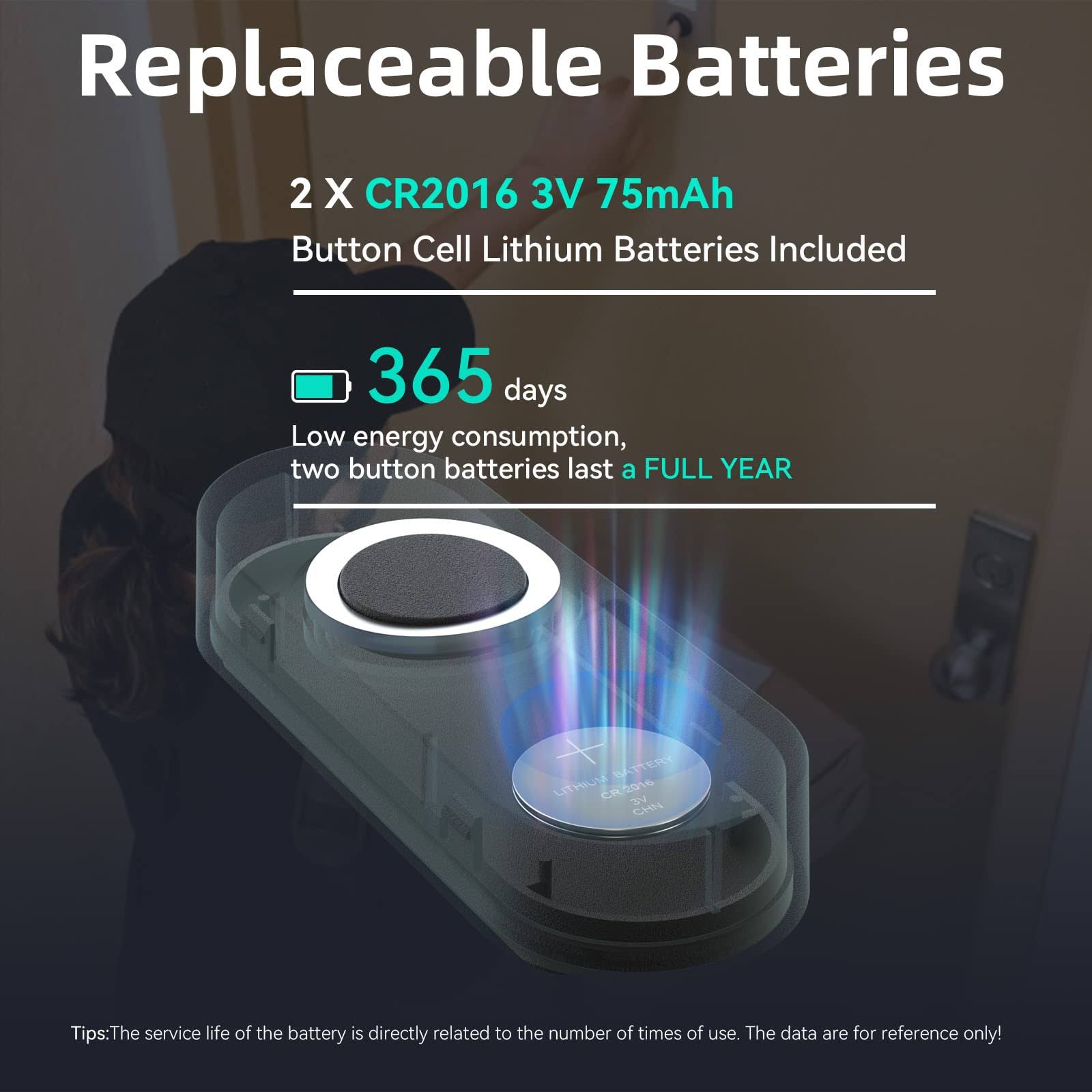 Aida Lighted Wireless Doorbell, Home Waterproof Doorbell 1,000ft Range, 5 Volume Levels with 58 Doorbell Chimes LED Flash Black, Doorbell with 2 TR