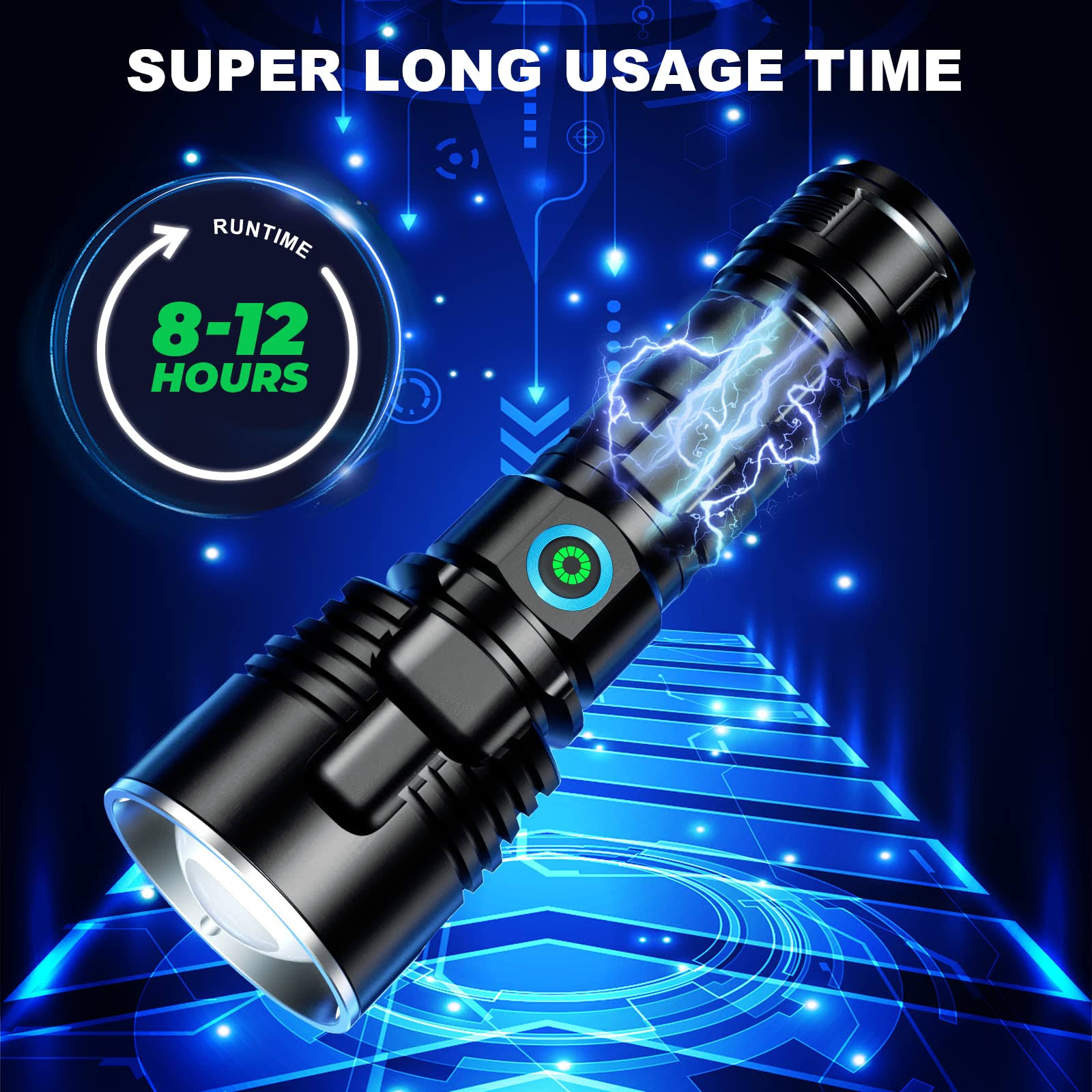 Rechargeable Flashlights 900,000 High Lumens- 2 Pack, 12 Hours Powerful LED Flash Light with 3 Modes, Super Bright & Ipx5 Waterproof Torch for