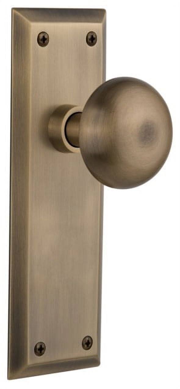 Nostalgic Warehouse 733118 New York Plate Privacy New York Door Knob, Antique Brass