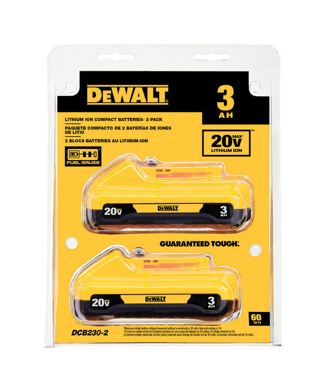 Dewalt 20V 3-Amp-Hours Lithium Power Tool Battery- 2 pack