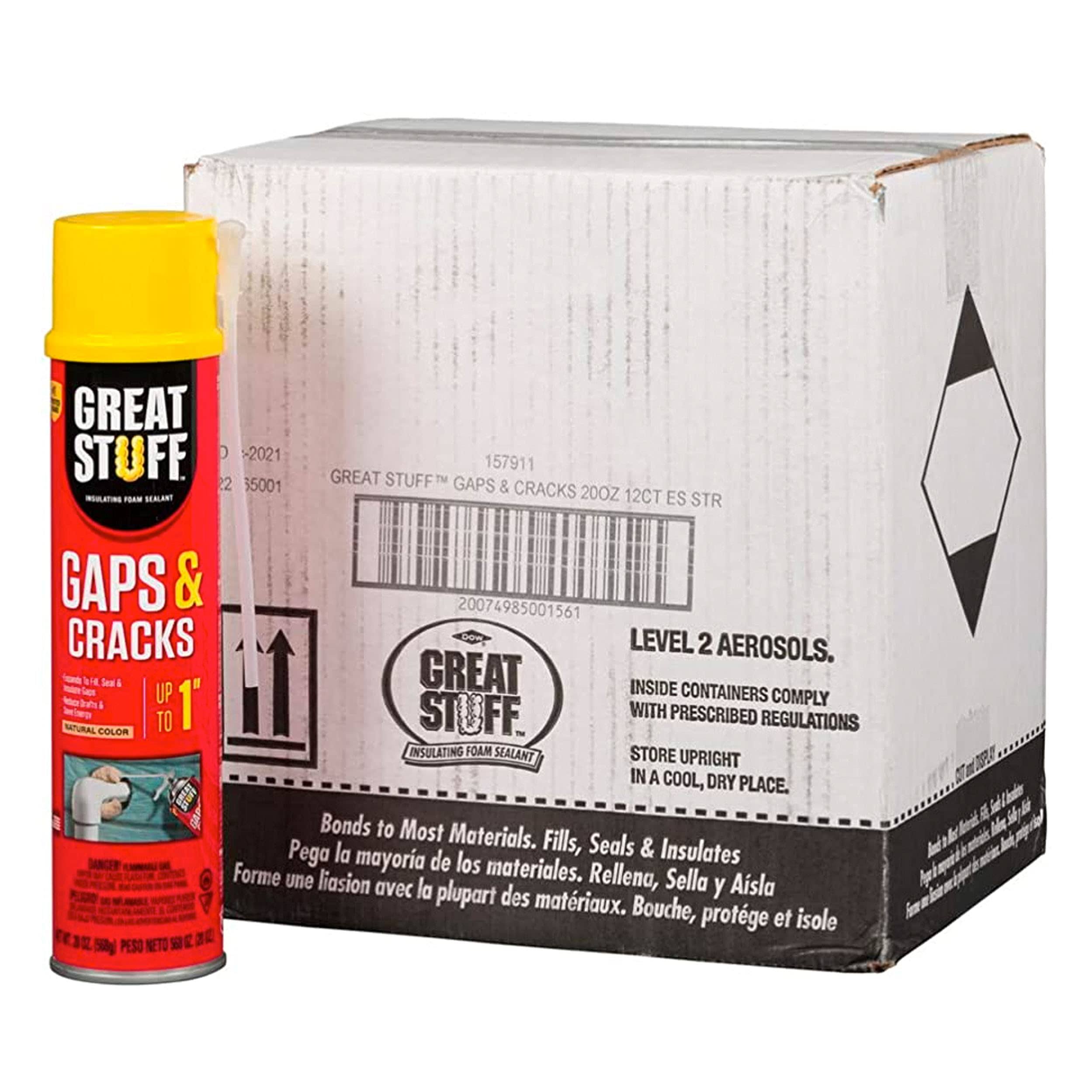 12 Pack of 20 oz Great Stuff 157911 Great Stuff Polyurethane Based Gaps and Cracks Insulating Foam Sealant