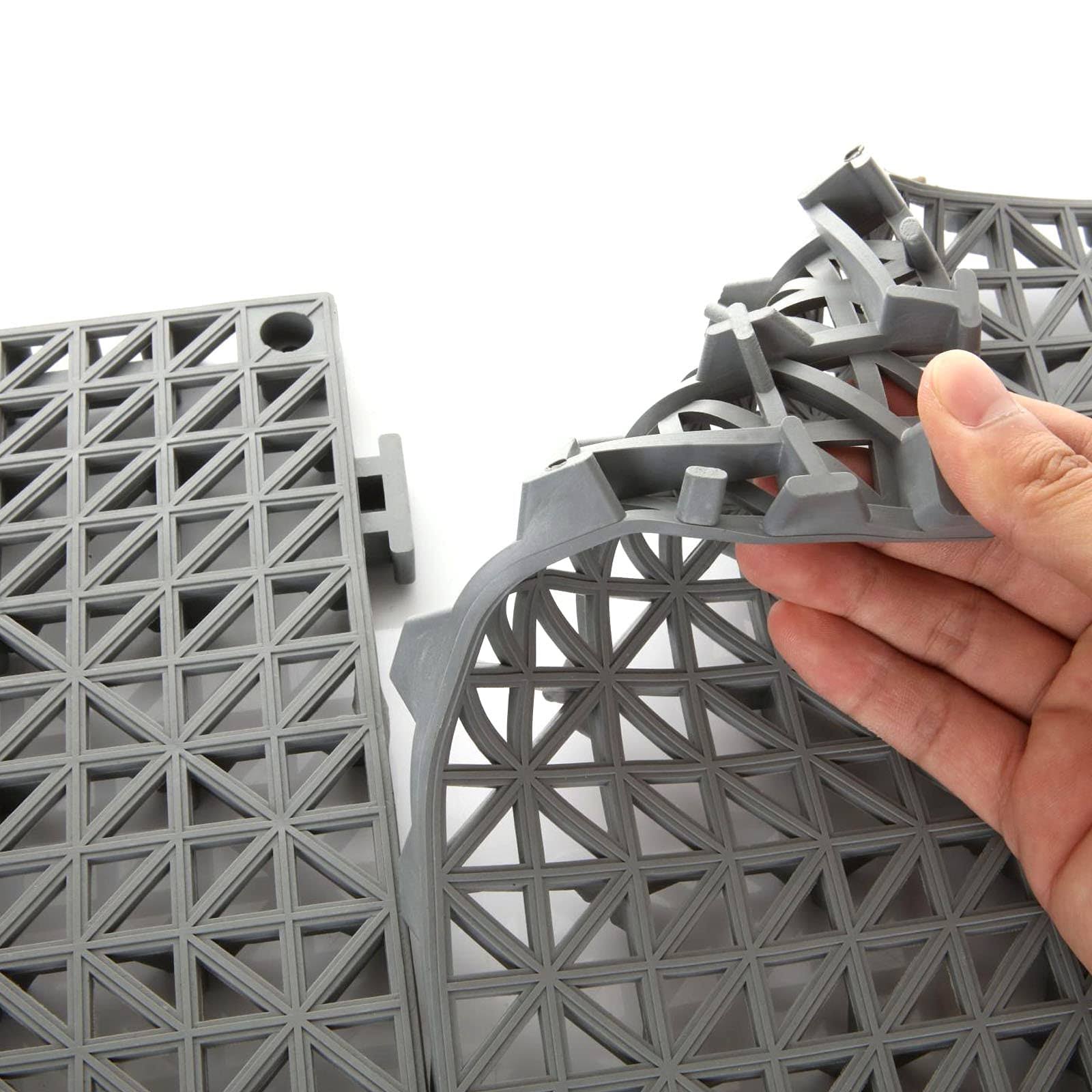 GLEEJON 12pcs Interlocking Soft PVC Flooring Tiles Mat, 12 x 12 inch No-Slip Rubber Splicing Pool Patio Rugged Mats for Floor, Modular Interlocking