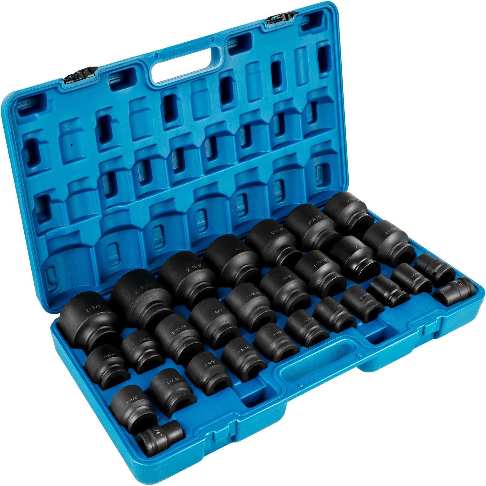 VEVOR Impact Socket Set 3/4 Inches 29 Piece Impact Sockets, 6-Point Sockets, Rugged Construction, CR-M0, 3/4 Inches Drive Socket Set Impact SAE 3/4