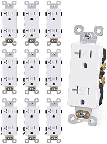 Aida Duplex Receptacle Outlet, 20Amp 125V Wall Outlet, Residential, 3-Wire, Self-Grounding, UL Listed, Push & Side Wire, Whit