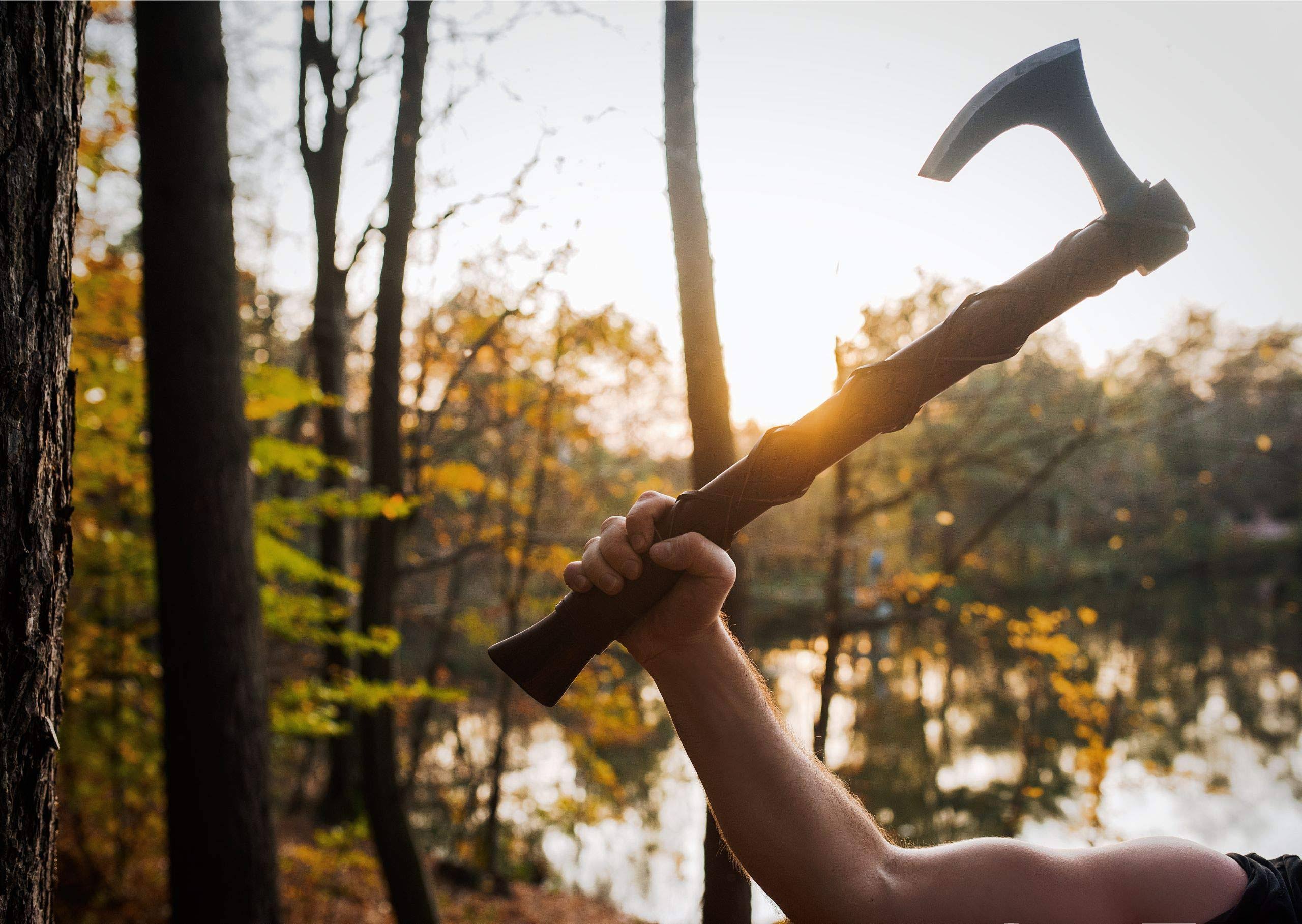 Norse Tradesman One-Handed Viking Battle Axe w/Hand-Engraved Runes