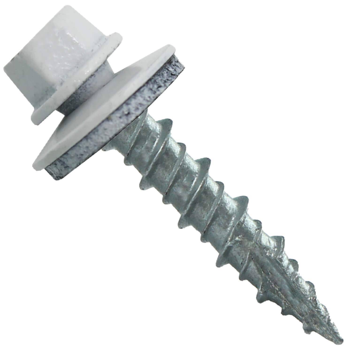 Jake Sales Metal Roofing Screws: (250) 10 x 1 Brite White Hex Head Sheet Metal Roof Screw Self Starting Metal to Wood Siding Screws EPDM Wa