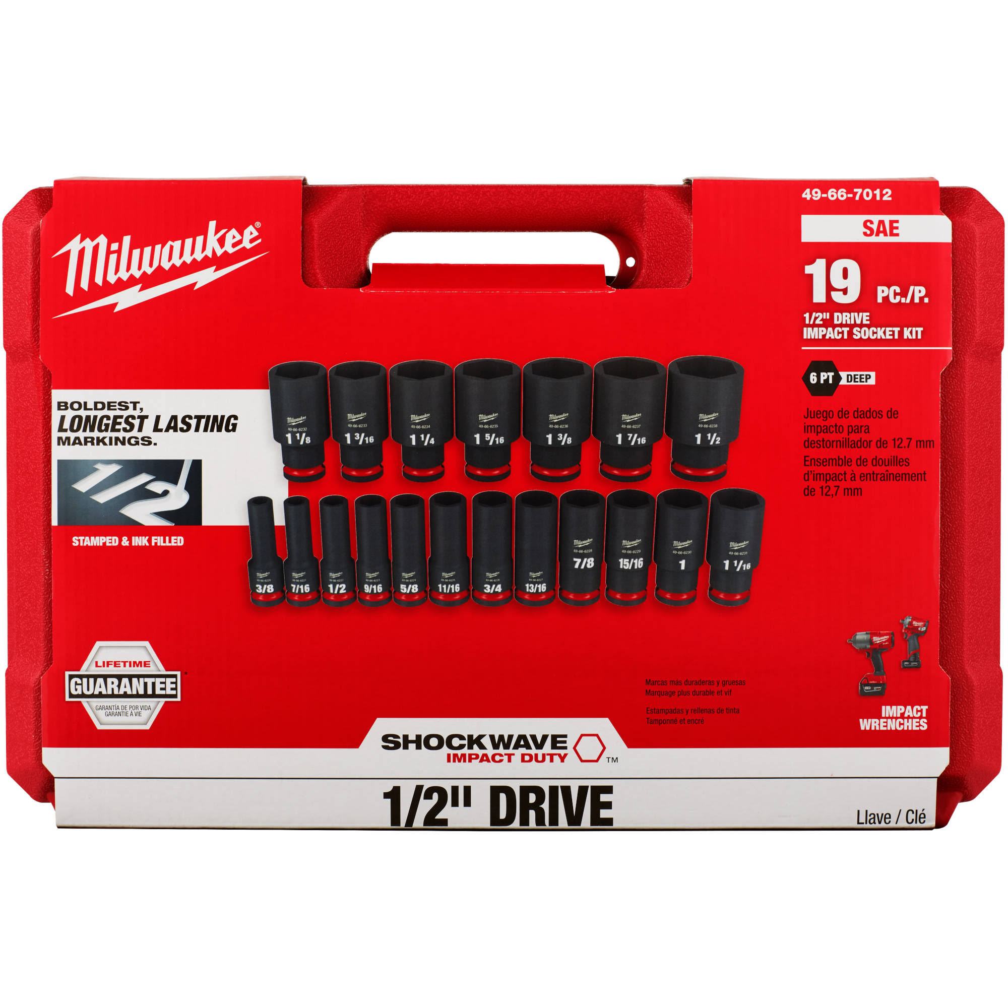 Milwaukee 49-66-7012 19pc Shockwave Impact Duty 1/2