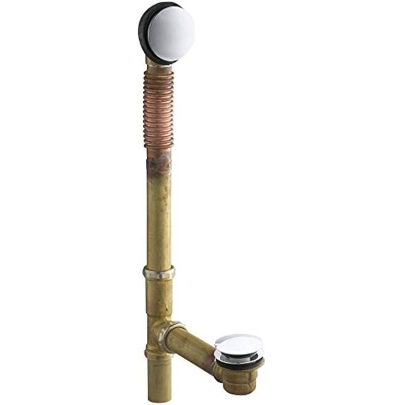 KOHLER K-7259-CP Clearflo Brass Toe-tap Bath Drain, Polished Chrome