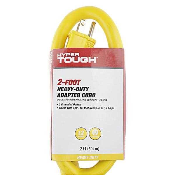 Hyper Tough Yellow Heavy Duty Adapter Extension Cord- 2 ft