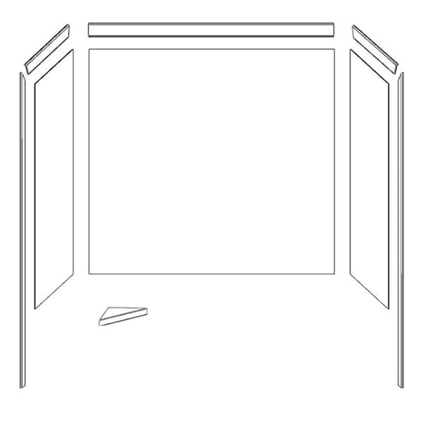 FlexStone Elite 32 in. x 60 in. x 60 in. 9-Piece Easy Up Adhesive Tub Surround in Mocha Travertine