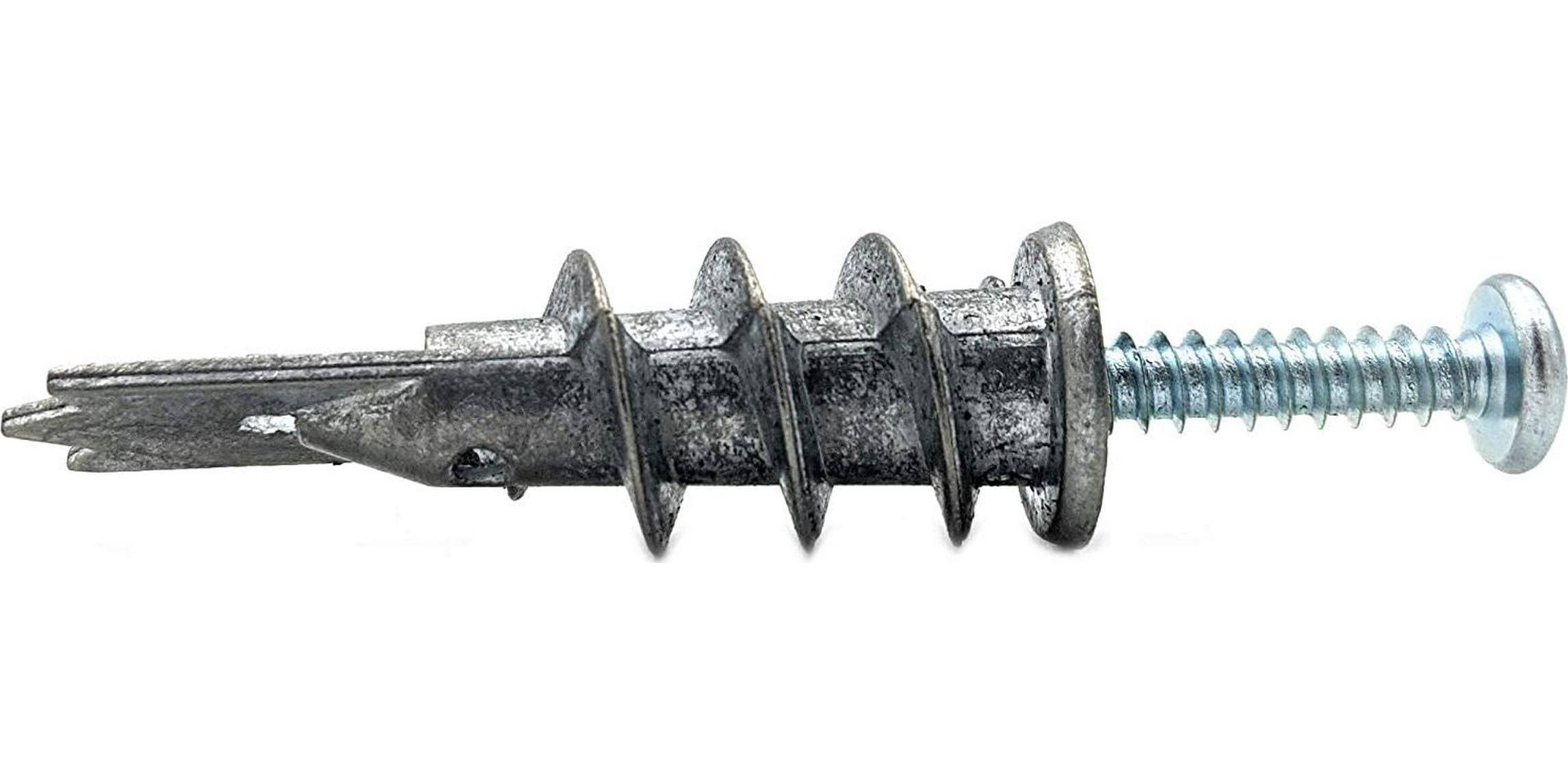 CONFAST Zinc Self-Drilling Drywall / Hollow-Wall Anchor Kit with Screws 200 Pieces (100 Anchors+100 Screws) Includes #8 Anchors with Screws (Metal)