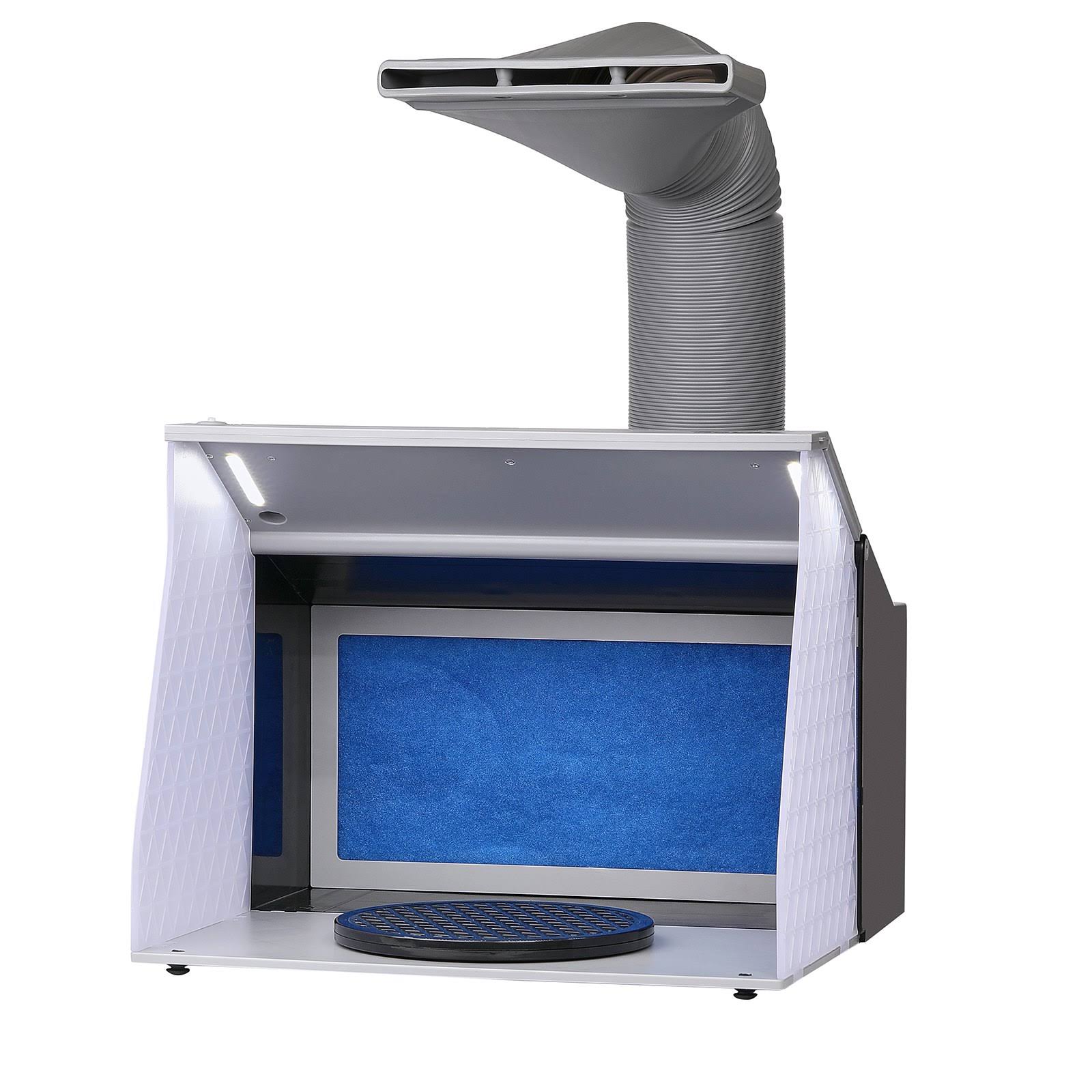 VEVOR Airbrush Spray Booth Portable Hobby Airbrush Paint Spray Booth Kit with 4 LED Light Powerful Dual Exhaust Fans Turntable and 6 ft Extension