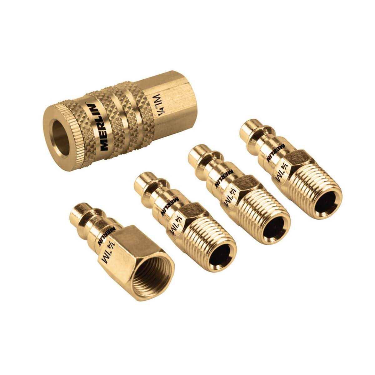 Merlin Brass Industrial Coupler Connector Set- 5 Pc. 63557
