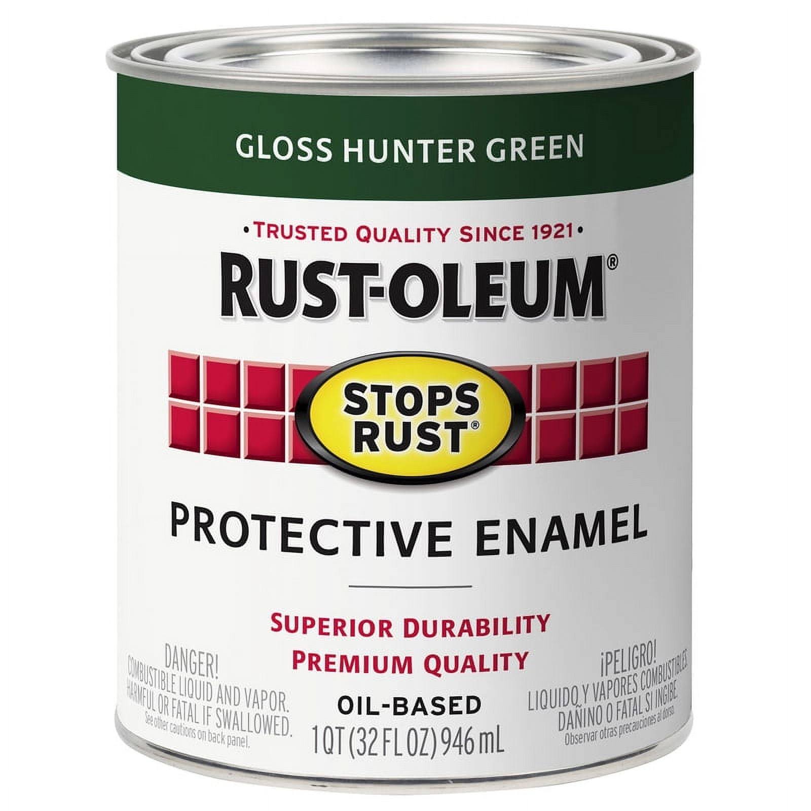 Rust-Oleum Stops Rust Protective Enamel Paint Gloss Hunter Green 1 qt 353576