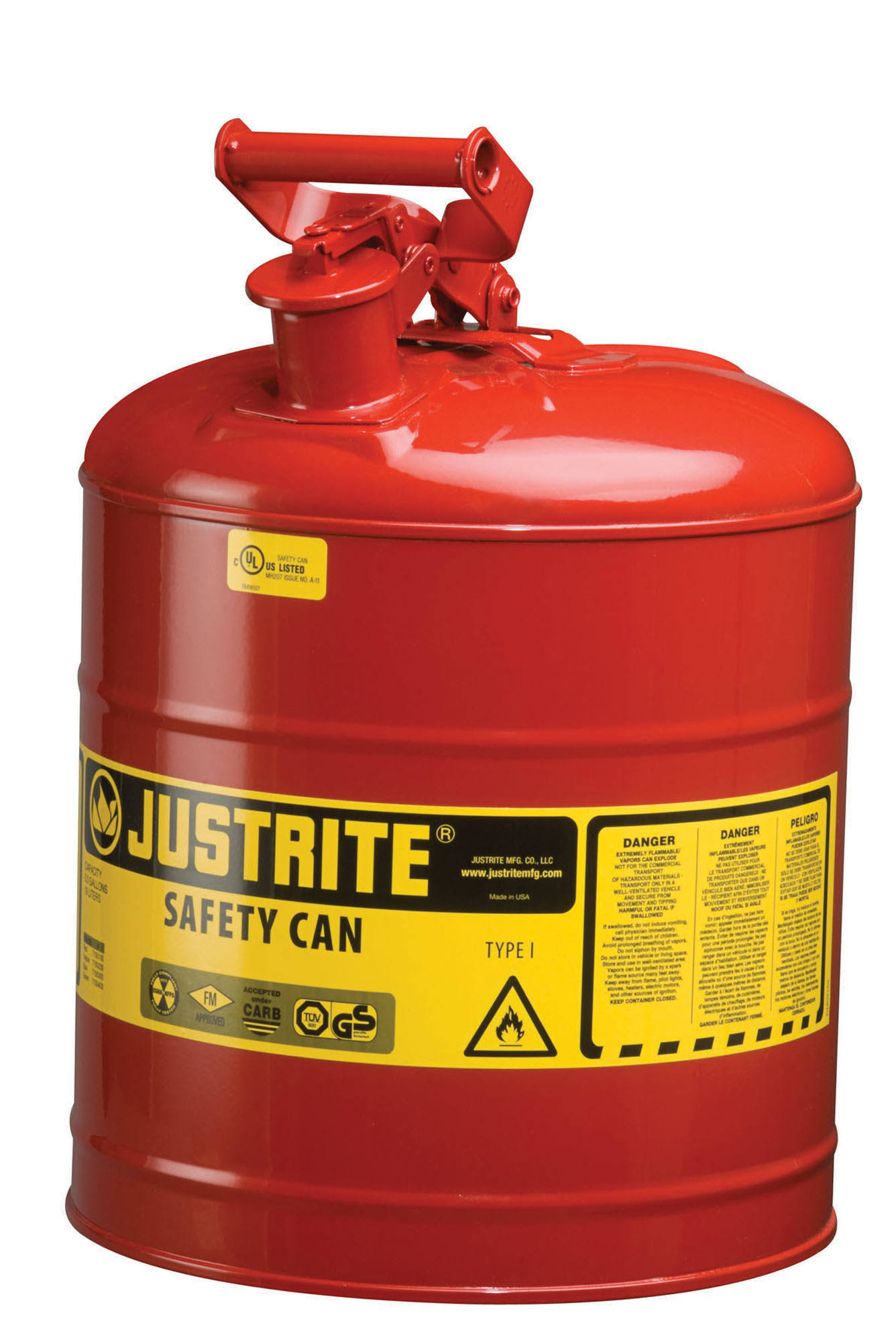 Justrite Red Type I Safety Can- 5 Gallon