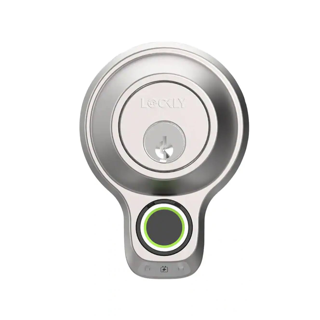 Lockly PGD7Y Flex Touch Satin Nickel Single-Cylinder Bluetooth Mobile App Controlled Deadbolt Lock with Biometric 3D Fingerprint
