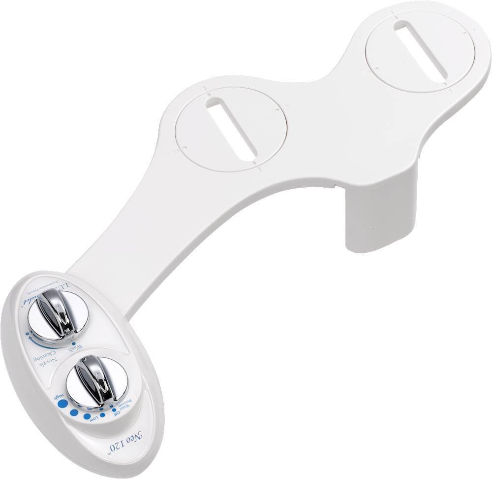 Luxe- Neo 120 Non-Electric Self-Cleaning Nozzle Universal Fit Bidet Toilet Attachment- White