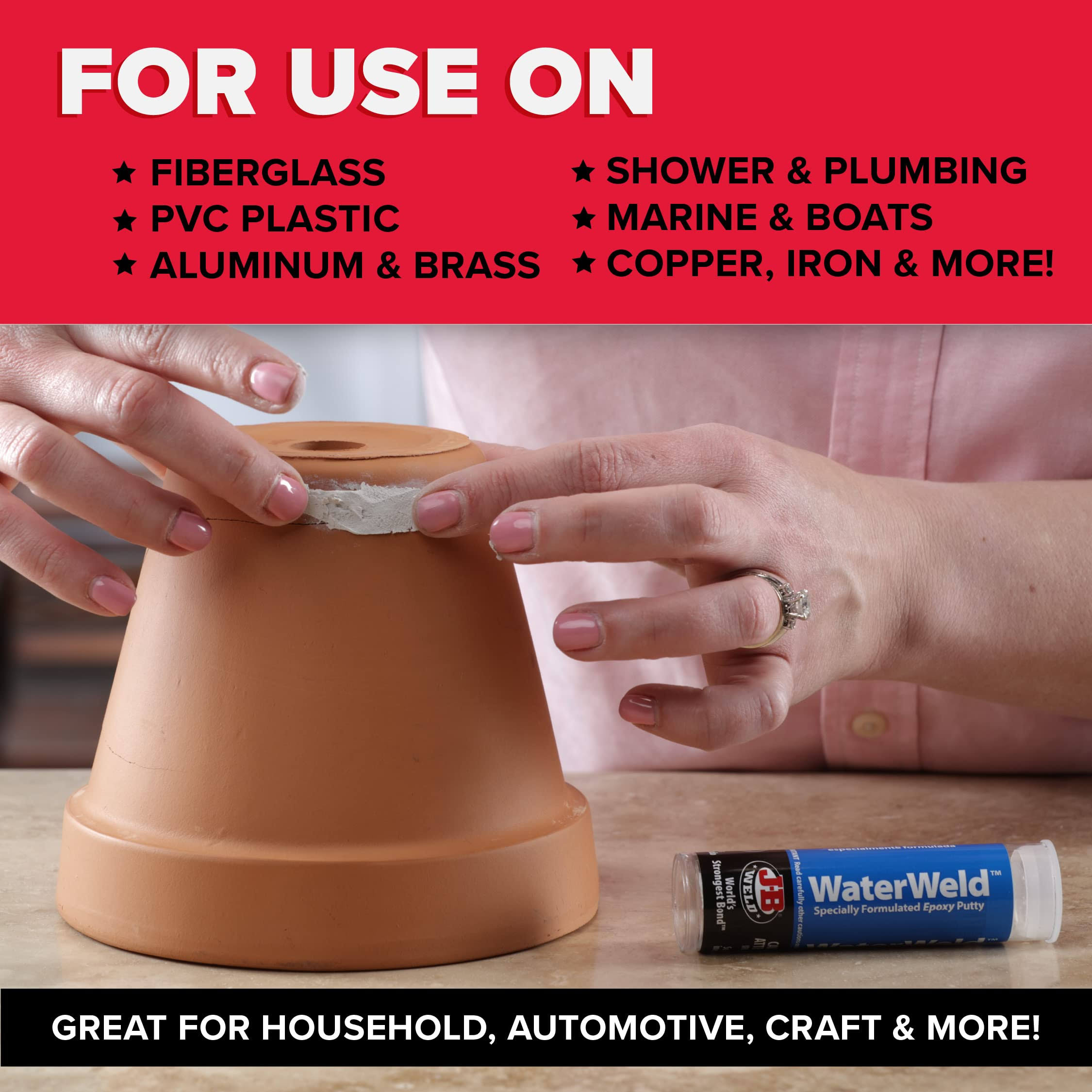 J-B Weld Waterweld, 1 Hour Cure, Epoxy Putty Stick- 2 Pack, Off-White (8277-2)