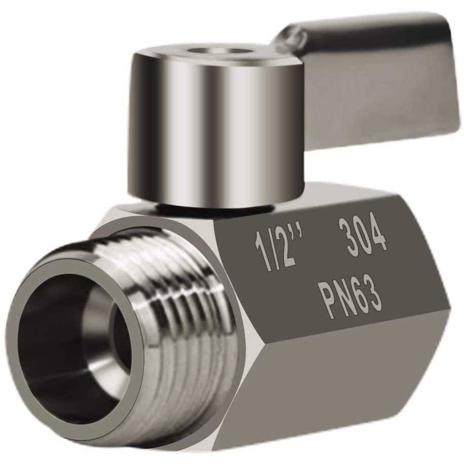 SHEKUSU Showerhead Shut Off Valve with Stainless Handle, 304 Stainless Steel Mini Ball Valve(1/2