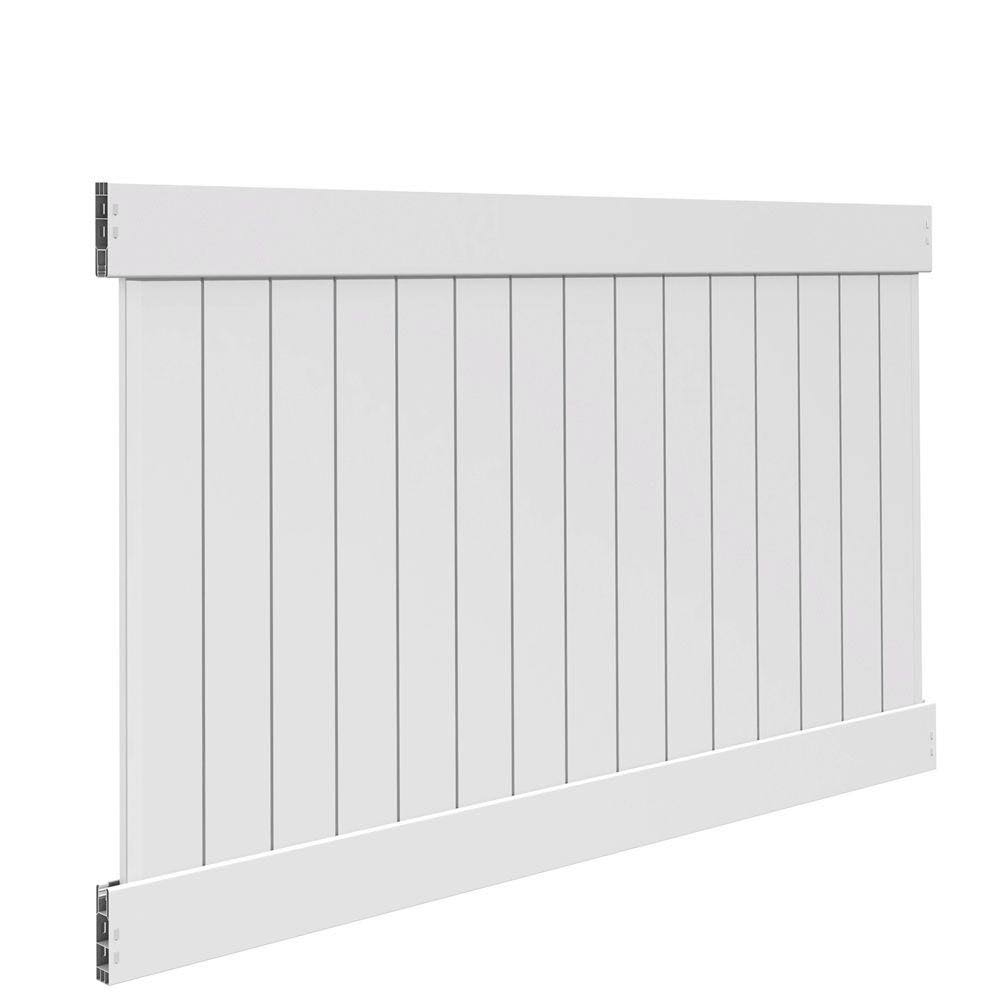 Veranda Linden 5 ft. H x 8 ft. W White Vinyl Un-Assembled Fence Panel