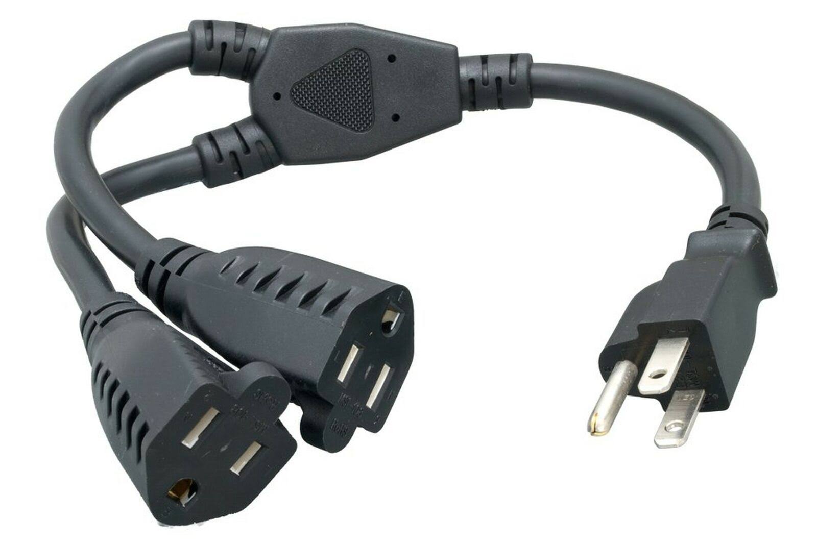 Cablelera Power Cord Extension and Splitter NEMA 5-15P to NEMA 5-15R x 2 16 AWG 13A 125V (ZWACPQAG-14)