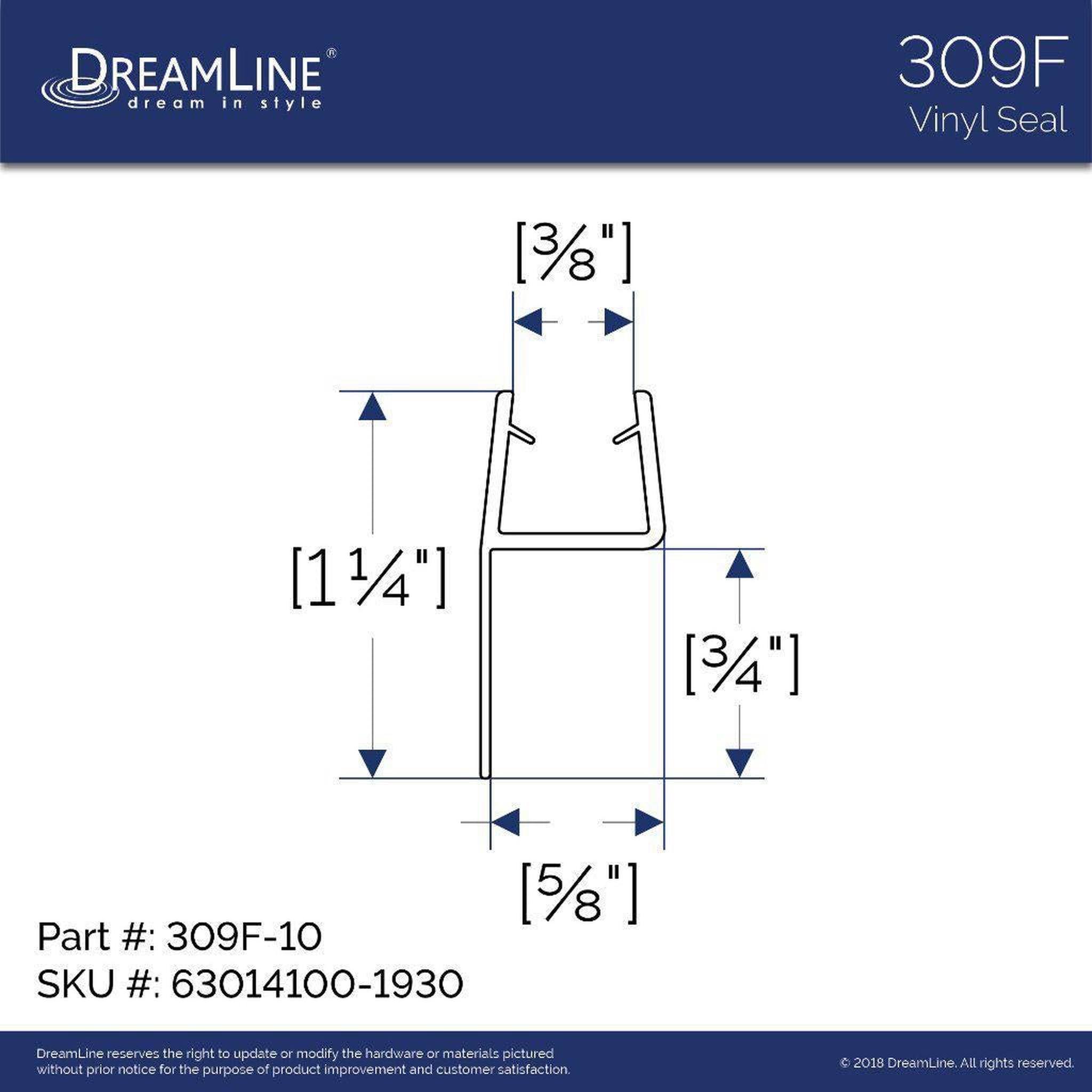 DreamLine 76 in. L Clear Vinyl Seal for 3/8 in. Glass Shower Door