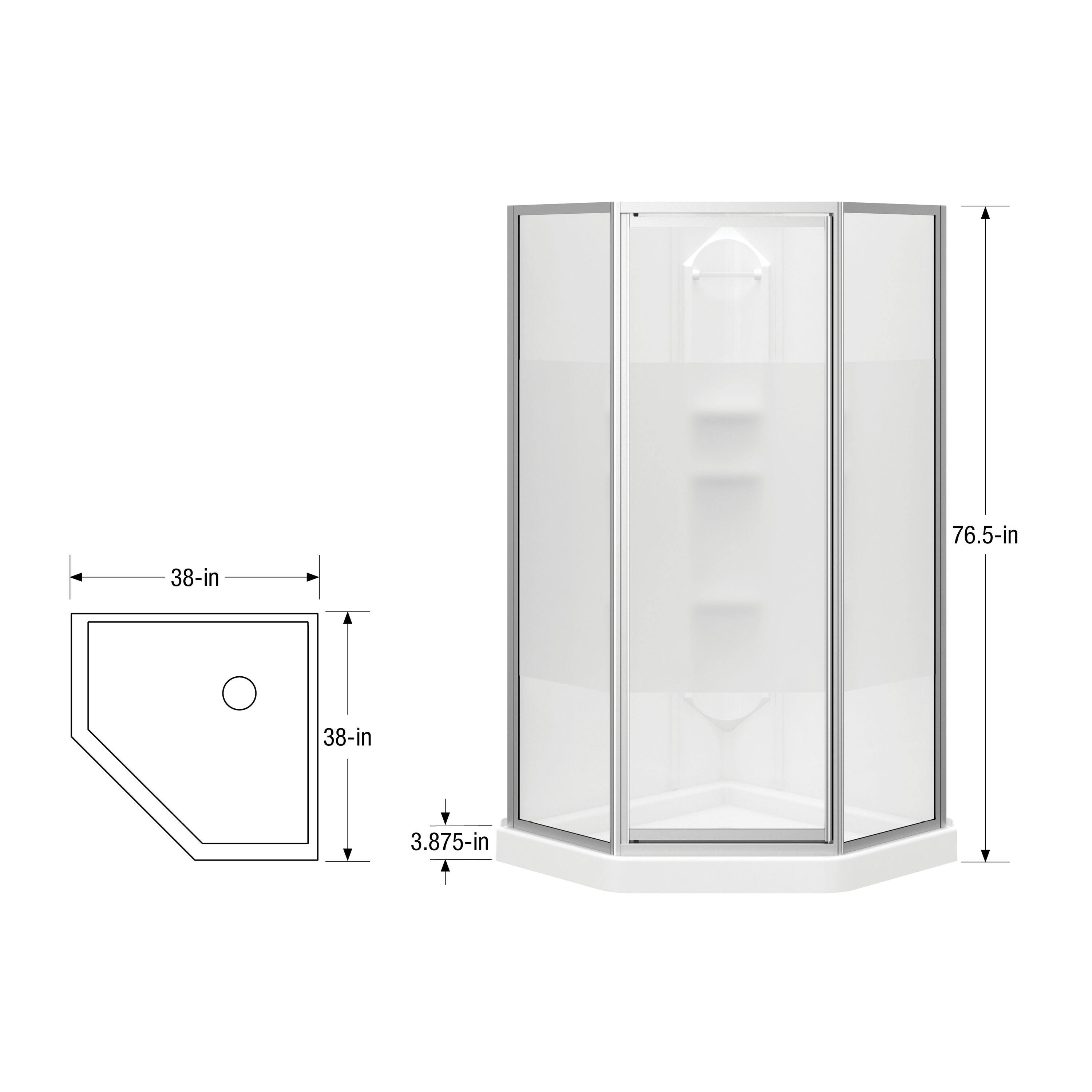 Mansfield Warren White 38-in x 38-in x 77-in Base/Wall/Door Neo-Angle Corner Shower Kit (Center Drain) | 800024-966-084-000