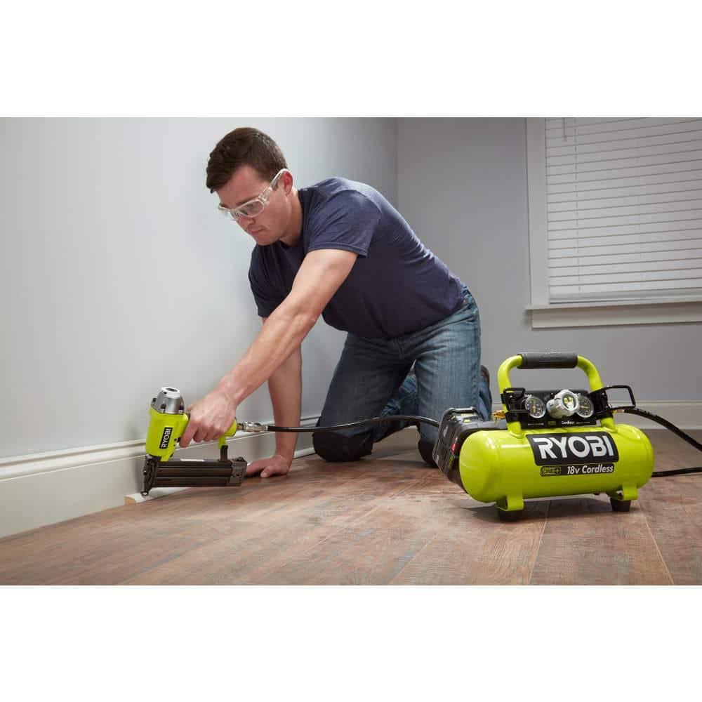 Ryobi One+ 18V Cordless 1 gal. Portable Air Compressor and 2.0 Ah Compact Battery and Charger Starter Kit