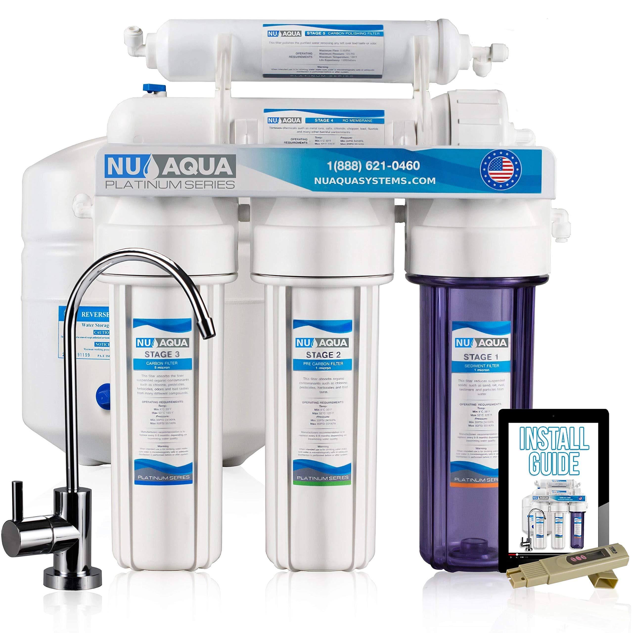NU Aqua Platinum Series 100GPD Under Sink Reverse Osmosis Drinking Water Filter System