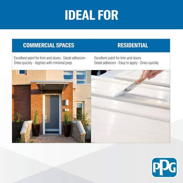 1 gal. PPG1025-1 Commercial White Satin Door, Trim & Cabinet Paint