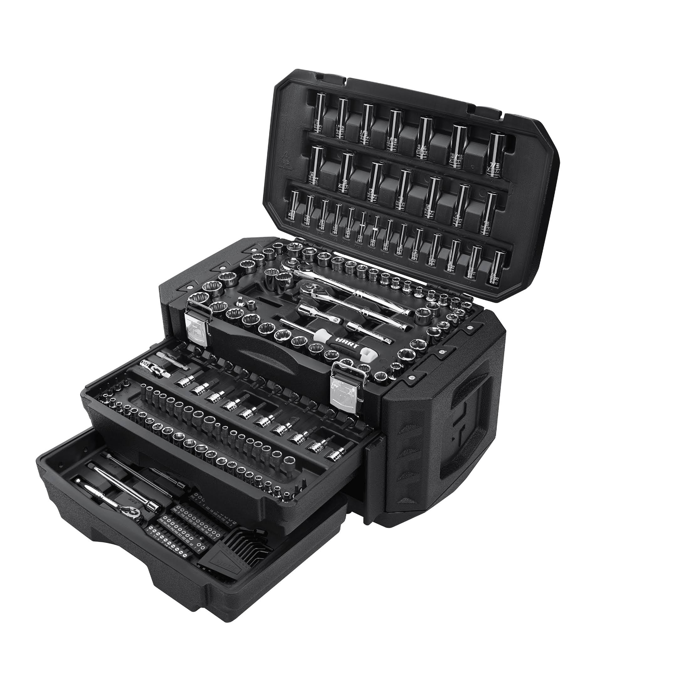 Hart 215-Piece Mechanics Tool Set, Multiple Drive, Chrome Finish