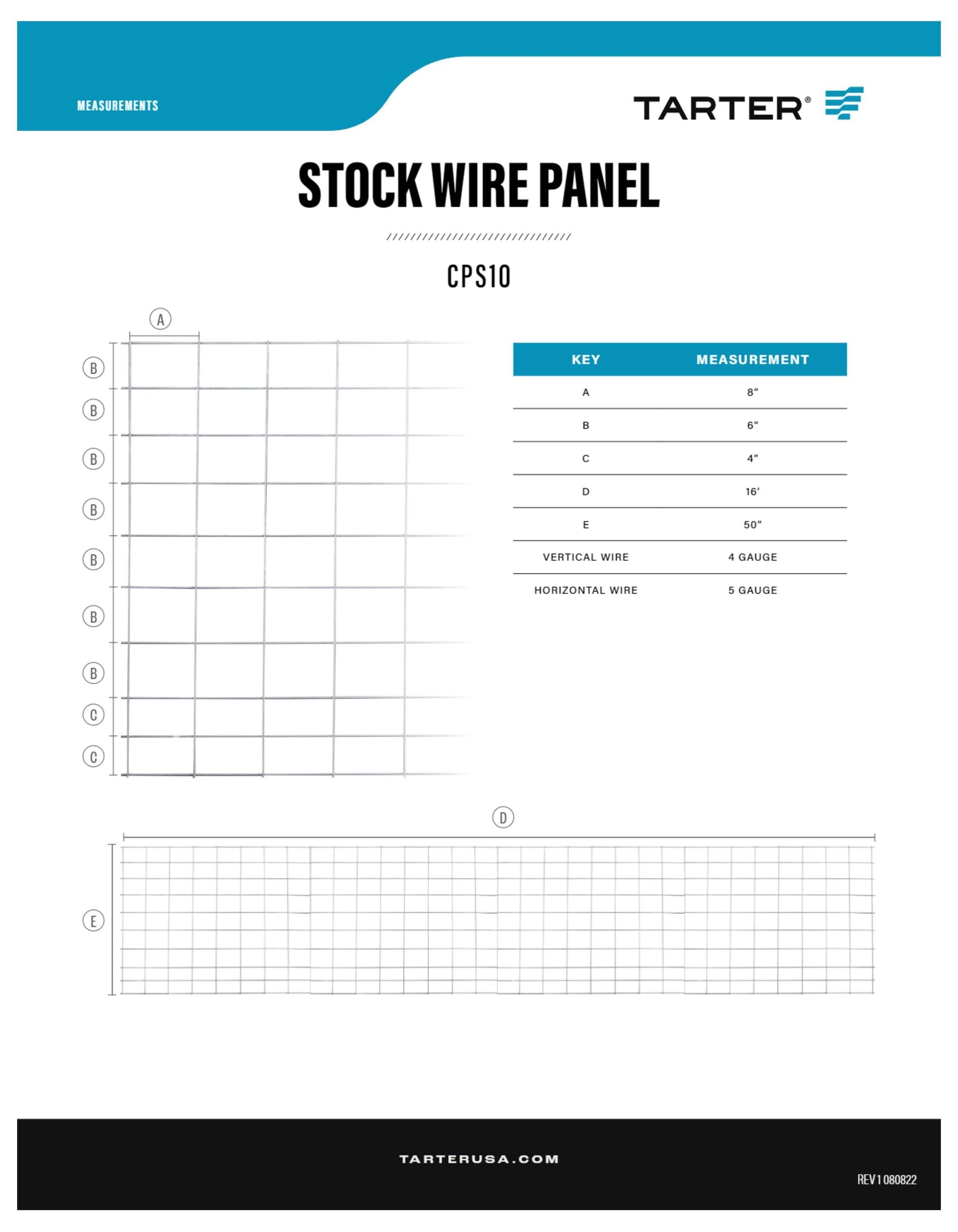 Tarter 10 Wire Stock Panel 4-ft H x 16-ft W Steel Containment Fence Panel | CPS10