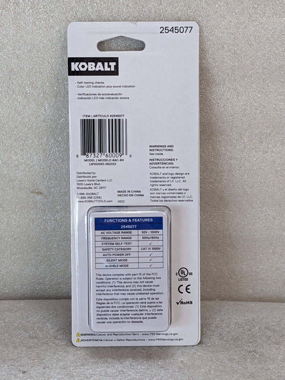 Kobalt Non-Contact Analog AC Voltage Tester 50-1000v-Volt in Blue | AC-6H
