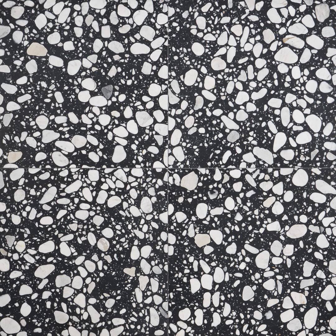 Ivy Hill Tile Terra italia Nero 23.62 in. x 23.62 in. Honed Marble Terrazzo Floor and Wall Tile (3.87 Sq. ft./Each)