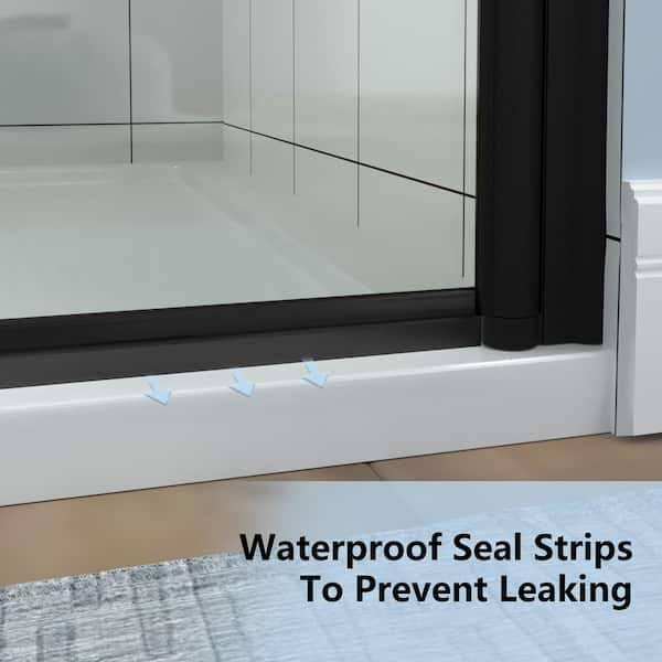 ES-DIY 32-33 in. W x 72 in. H Fold Pivot Frameless Swing Corner Shower Panel with Shower Door in Black with Clear Glass